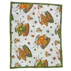 Handmade Vintage-Style Crib Quilt Reversible 70s‎ Retro Print Abstract Art 37x30